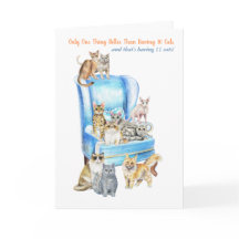 Funny Crazy Cat Lady Carte d'anniversaire - Regard