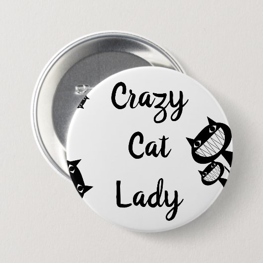 Funny Crazy cat lady-knop Ronde Button 7,6 Cm (Voorkant /achterkant)