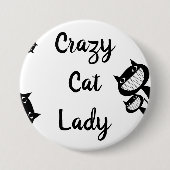 Funny Crazy cat lady-knop Ronde Button 7,6 Cm (Voorkant)