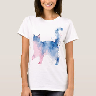 Funny Crazy Cat Lady Working From Home Watercolor T-shirt