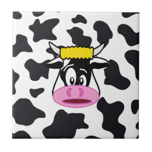 Funny Crazy Koe Bull op Dairy Koe Print Pattern Tegeltje