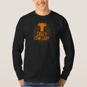 Funny Crazy Koe Lady Koe voor meisjes Cowgirl T-shirt