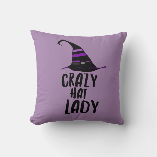 Funny Crazy Pet Lady Witch Pillow voor Halloween Kussen (Voorkant)