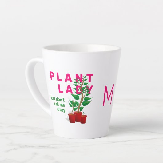 Funny CRAZY PLANT LADY Monogram Latte Mok (Linkerhoek)