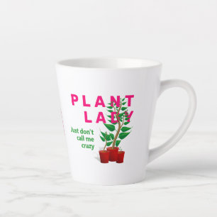Funny CRAZY PLANT LADY Monogram Latte Mok