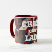 Funny "Crazy Quilt Lady"  Patchwork Quilt Mok (Voorkant links)