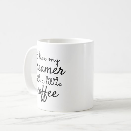 Funny Creamer met een klein Coffee Black script Koffiemok (Voorkant links)