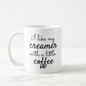 Funny Creamer met een klein Coffee Black script Koffiemok (Links)