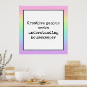 Funny Creative Genius Housekeeper Poster Arc-en-ci (Cuisine)