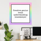 Funny Creative Genius Housekeeper Poster Arc-en-ci (Bureau à domicile)