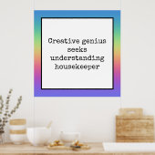 Funny Creative Genius Housekeeper Poster Arc-en-ci (Cuisine)
