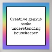Funny Creative Genius Housekeeper Poster Arc-en-ci (Devant)