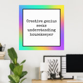 Funny Creative Genius Housekeeper Rainbow Poster (Thuiskantoor)