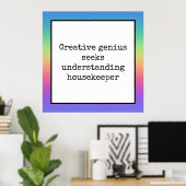 Funny Creative Genius Housekeeper Rainbow Poster (Thuiskantoor)