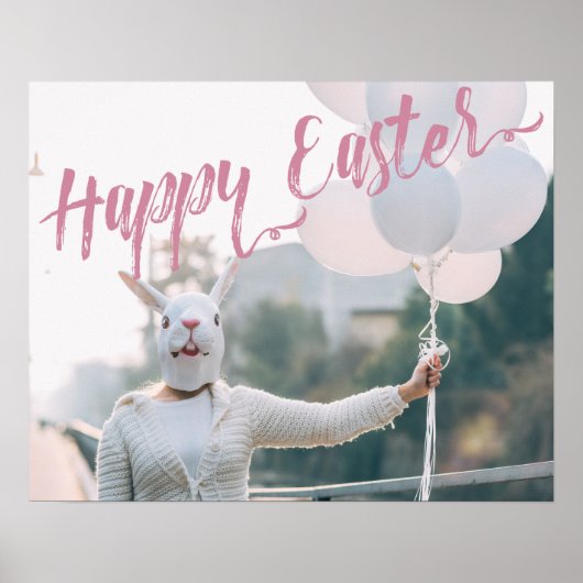 Funny Creepy Bunny Mask Happy Easter Poster (Voorkant)