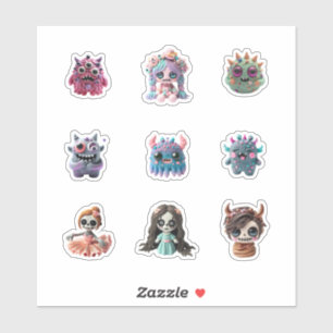 funny creepy kawaii monster pink red amazing big sticker
