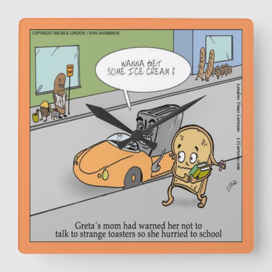 Funny Creepy Toaster Wall Clock Vierkante Klok (Voorkant)