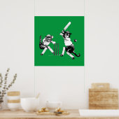 Funny cricketing cat poster (Keuken)