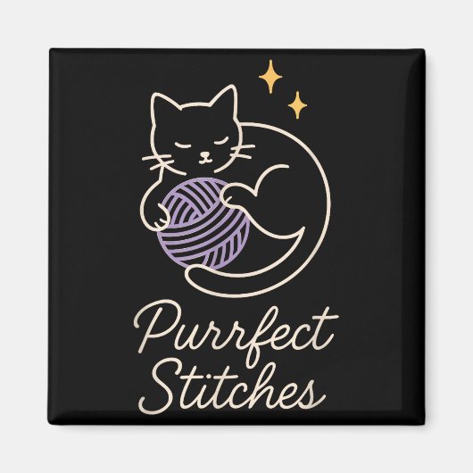 Funny Crochet Cat Mom Yarn Lover Pun Humor Handmad Magneet (Voorkant)