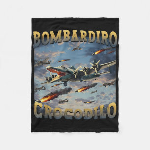 Funny Crocodile Meme Bombardiro Crocodilo Funny Br Fleece Deken