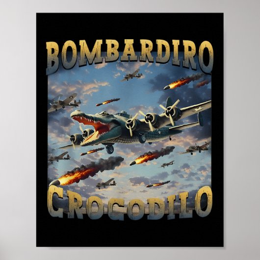 Funny Crocodile Meme Bombardiro Crocodilo Funny Br Poster (Voorkant)