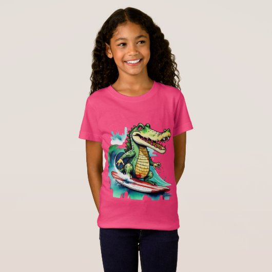 Funny crocodile surf T-shirt (Devant entier)