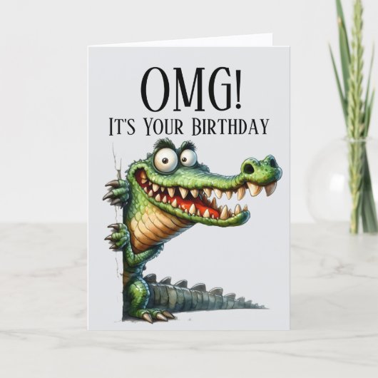 Funny Crocodile thème Carte d'anniversaire (Devant)