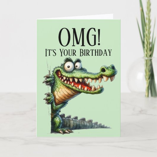 Funny Crocodile thème Carte d'anniversaire (Devant)