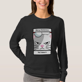 Funny Cross Cat Kerstmis T-Shirt