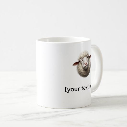 Funny Cross-Eyed Sheep Mug with Custom Text – Cute (Devant droit)