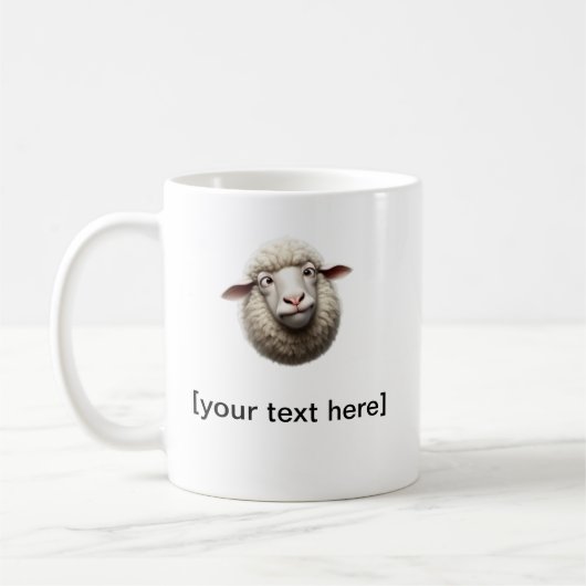 Funny Cross-Eyed Sheep Mug with Custom Text – Cute (Gauche)