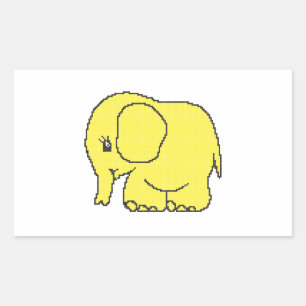Funny cross-stitch gele olifant rechthoekige sticker