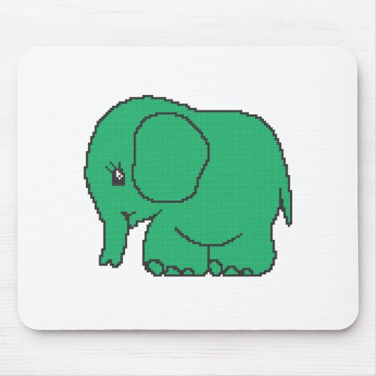 Funny cross-stitch groene olifant muismat (Voorkant)