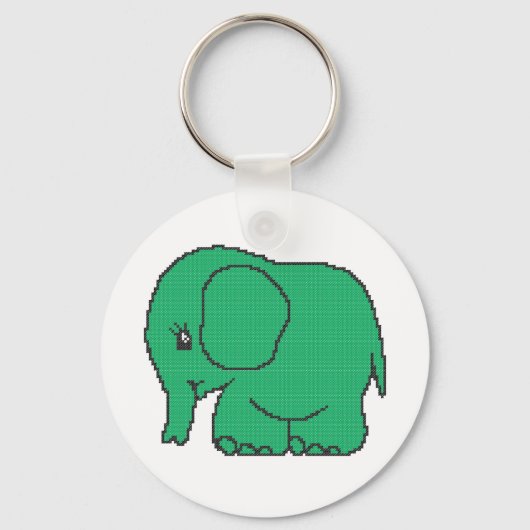 Funny cross-stitch groene olifant sleutelhanger (Voorkant)