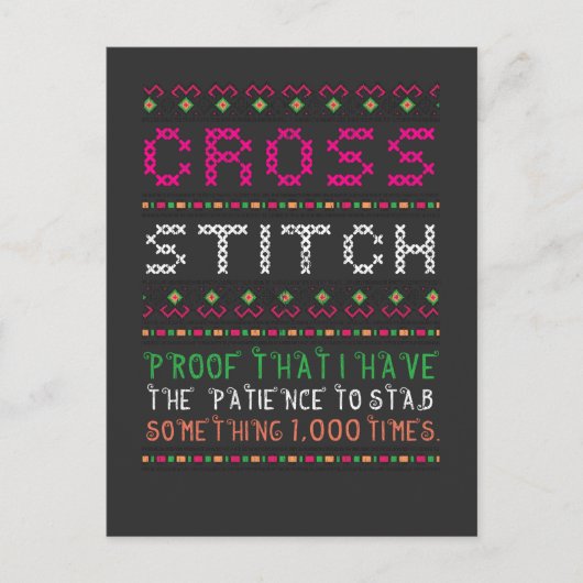 Funny Cross Stitch Needlepoint Sewing Needle Art Briefkaart (Voorkant)