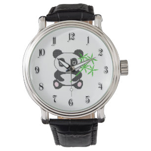 Funny cross-stitch panda horloge