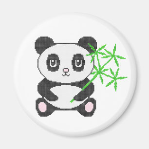 Funny cross-stitch panda magneet