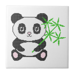 Funny cross-stitch panda tegeltje