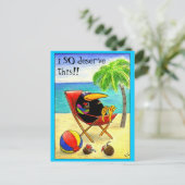 Funny Crow Beach Carte postale Vacances (Debout devant)