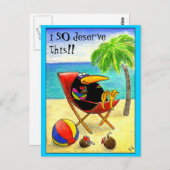Funny Crow Beach Carte postale Vacances (Devant / Derrière)