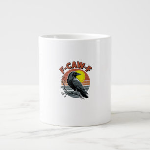 Funny Crow F-Caw-F Retro Zonsondergang Volwassenen Extra Grote Beker
