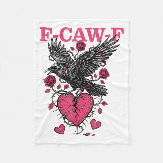 Funny Crow F-caw-f Valentines Day Black Bird Fcawf Fleece Deken (Voorkant)