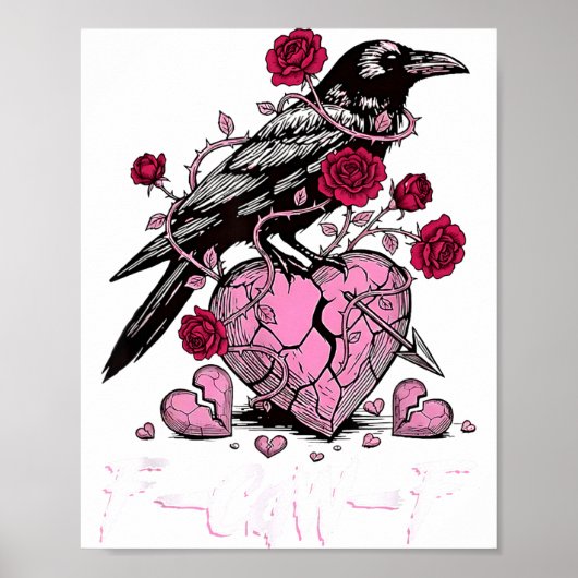 Funny Crow F-caw-f Valentines Day Black Bird Fcawf Poster (Voorkant)