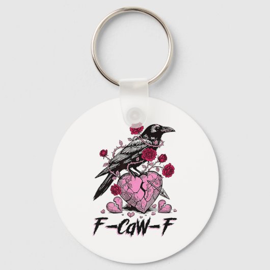 Funny Crow F-caw-f Valentines Day Black Bird Fcawf Sleutelhanger (Voorkant)