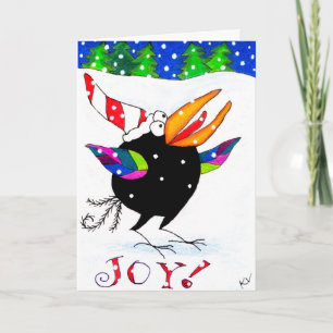 Funny Crow Kerstsneeuw Joy wenskaart Feestdagen Kaart