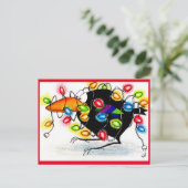Funny Crow Winter Kerstverlichting briefkaart (Staand voorkant)