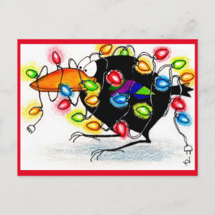 Funny Crow Winter Kerstverlichting briefkaart