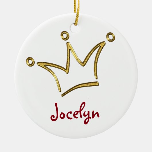 Funny Crown gold + je rug. en tekst Keramisch Ornament (Voorkant)