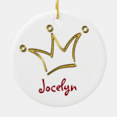 Funny Crown gold + je rug. en tekst Keramisch Ornament (Achterkant)