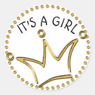 Funny Crown gold + je rug. en tekst Ronde Sticker